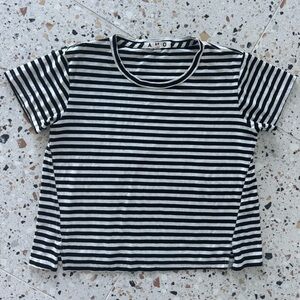 AMO Tee with Black and White Stripes